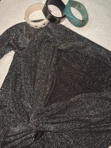 Sparkly Black Twist Front Top