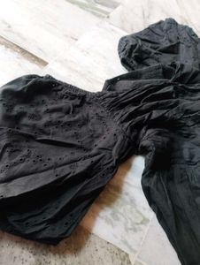 Black Puff Sleeve Mini Dress