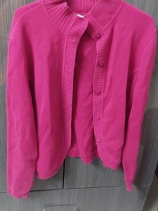 Bright Pink Knit Cardigan crop jacket