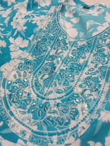 Blue Floral Anarkali Kurta