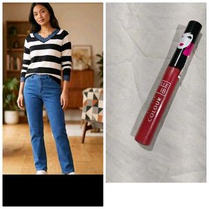Elle 18 Color Pop Lipstick , sweater and jeans