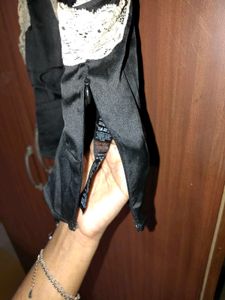 Black Lace Trimmed Halter Top