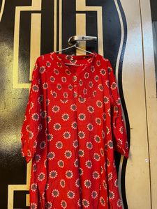 Red Floral Print Kurta