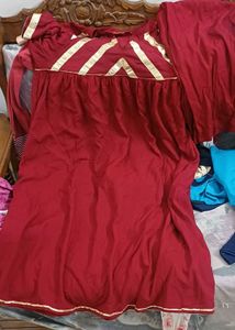Elegant Red Kurta Set with Gold Trim