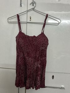 Maroon Floral Spaghetti Strap Top