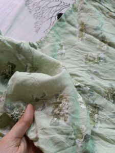 Light Green Floral Puff Sleeve Dress