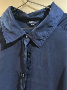 Elegant Navy Blue Satin Shirt