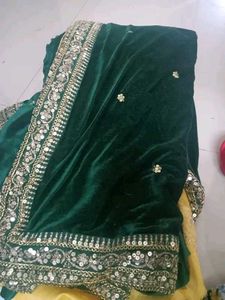 New Without Tags Velvet  Mehndi 💚Saree 👍