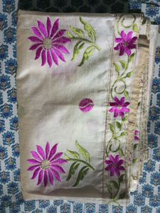Embroidered Silk Saree With Blouse used