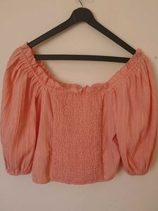 Chic Off-Shoulder Peach Blouse