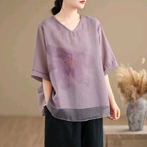 Sheer Floral V-Neck Top
