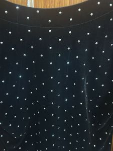 Black Velvet Embellished Dot Mini Dress