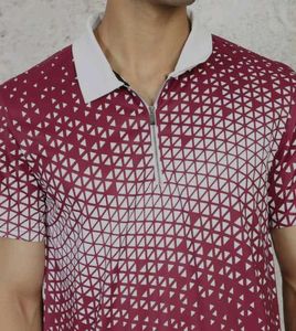 Men's Geometric Print Polo Shirt (Size- XL)
