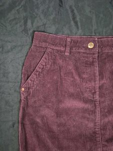 Corduroy knee length Skirt