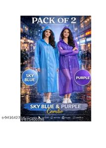 Pack of 2 Raincoats - Sky Blue & Purple