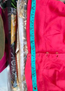 party wear  Gold pink  Saree with Embellished Bord