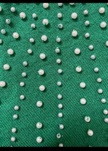 Green Beaded Turtleneck Sweater