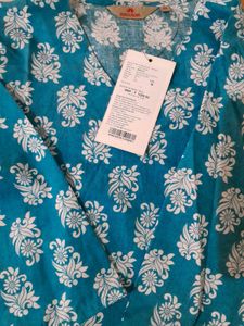Stylish Blue Kurta with White Print