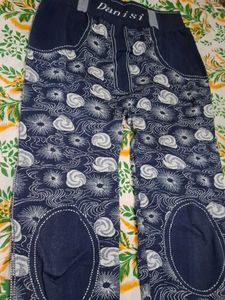 Stylish Printed Denim Look Pants