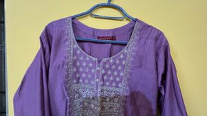 Beautiful Embroidered Purple Kurta