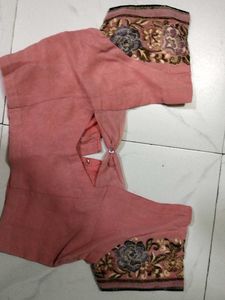 Pink Floral Embroidered Saree With Blouse