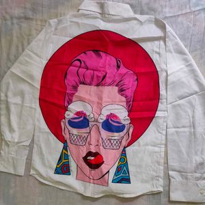 Unique Graphic Print Button-Up Shirt