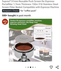 Reusable Puck Screen for Coffee Machine