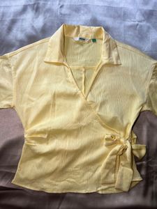 glitchez Shirt Collar Wrap Top