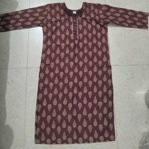 Stylish Brown Printed Kurta Set