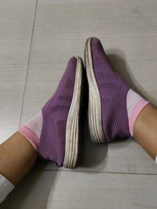 Lavender Knit Sneakers