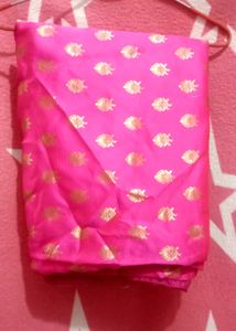 Bright Pink Saree with Gold Motifs