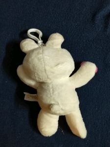 A very active rabbit mascot keychain plush