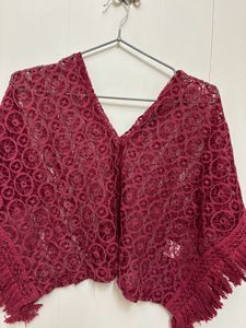 Maroon Color Self Design Kaftan Top