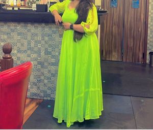 Lime Green Maxi Dress - Flowing and Elegant