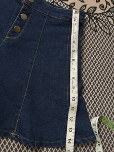 Pink Square Neck Ribbed Top &amp; Denim Skirt