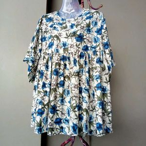 Blue Floral blouson Top