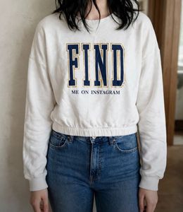 White Cropped "FIND ME ON INSTAGRAM" Top