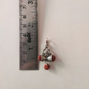 925 Oxidised Pure Silver Trishul Rudraksha Pandent