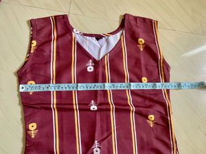 Maroon Striped Kurta Set with Pants