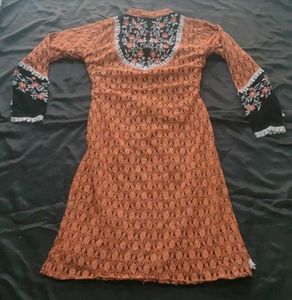 Elegant Orange Lace Kurta