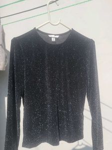 Sparkly Black Long Sleeve Top
