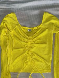 Bright Yellow Ruched Crop Top