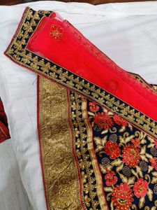 🇳🇿💫🎀Elegant Navy &amp; Red Embroidered Lehenga