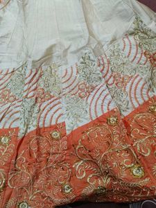 Festive Orange &amp; White Dress
