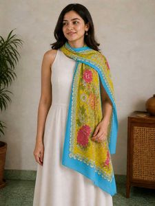 Vibrant Floral Print Dupatta
