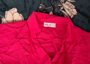 Zara Pink Button-Up Shirt Dress