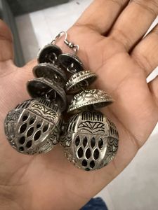 Boho oxidised Jhumka Earrings