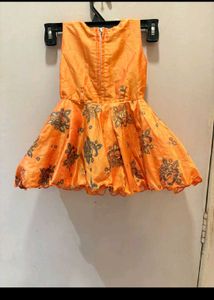 Orange Floral Print Baby Dress