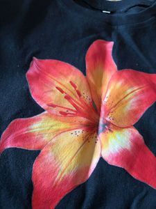 Black T-Shirt with Floral Print