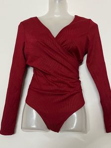 Stylish Red Long Sleeve Bodysuit